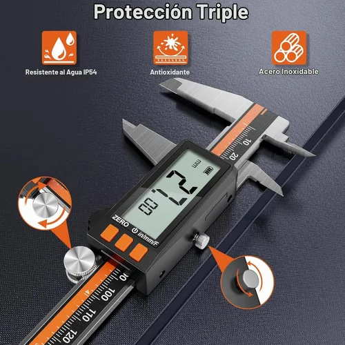 Vista 5 de Preciva Calibre Digital - Micrómetro Recargable de Acero Inoxidable con Protección IP54 Apagado Automático, Pantalla LCD Grande y Conversión