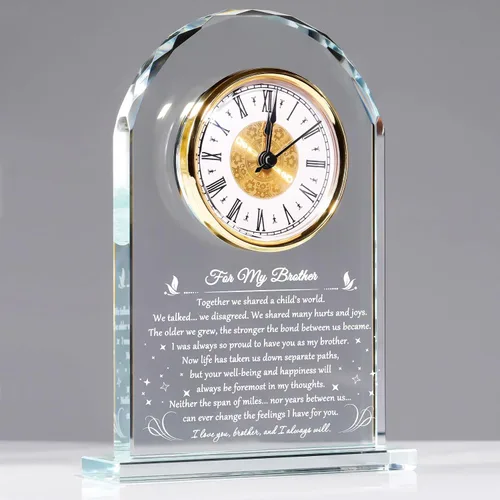 Vista 14 de YWHL Regalos de cumpleaños para mujeres y hombres, regalo significativo de agradecimiento para mujeres, reloj de mesa de vidrio grabado con láser