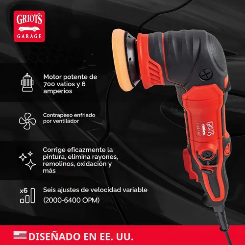 Vista 3 de Griot's Garage G8 Pulidora orbital aleatoria de 10908 – Bufadora de doble acción de 700 vatios para detalles del automóvil, pulido, encerado