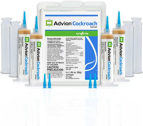 Advion - Cebo de gel para cucarachas, 4 tubos x 1.06 oz, 4 émbolos y 4 puntas, control de plagas de insectos de cucarachas alemanas, uso en