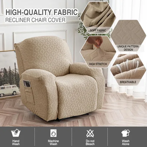Vista 141 de Gennia Funda Impermeable para Silla Reclinable, Fundas Elásticas para Sofá Reclinable con Bolsillos, Fundas Lavables para Silla Reclinable Lazy Boy