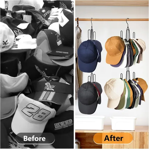 Vista 5 de NANATI Perchas de sombrero para armario, organizador de sombreros de acero inoxidable, estantes para gorras de béisbol, organizador de gorras