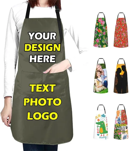 Vista 19 de Delantales impermeables personalizados para diseñar tu propia imagen, logotipo, texto, añadir fotos, delantal para cocinar hornear, 33 x 27.5