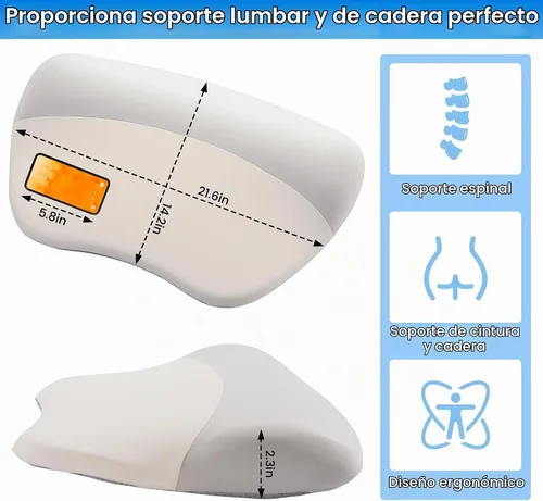 Vista 2 de BALAPET Almohada lumbar de espuma viscoelástica para cama, almohada ergonómica de apoyo de espalda baja para dormir, cojín de apoyo de cintura