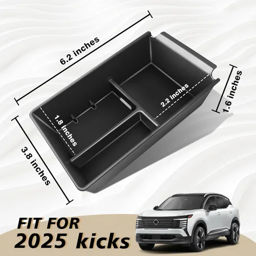 Vista 2 de Muslogy Organizador de consola central compatible con accesorios Nissan Kicks 2025, reposabrazos de consola media, caja de almacenamiento