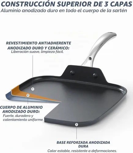 Vista 2 de Cooks - Sartén cuadrada estándar de 11 pulgadas, revestimiento