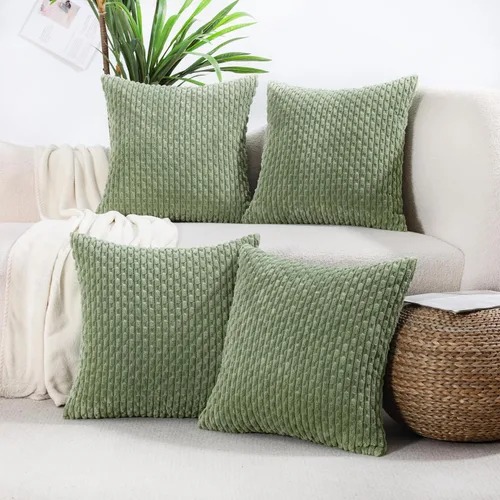 Vista 10 de VAKADO - Juego de 4 fundas de almohada decorativas negras de 16 x 16 pulgadas para sofá, pana neutra, decoración rústica de estilo granja para sala