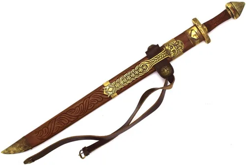 Vista 5 de Medieval Warrior Espada real vikingo del siglo 9 hecha a mano forjada a mano resistente que viene con vaina (BRK-218)