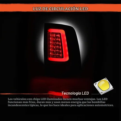 Vista 4 de AKKON - Compatible con Ram 1500 2500 3500 Pickup Lumiled LED tipo C [barra de tubo C] par de repuesto de luces traseras negras izquierda + derecha