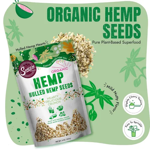 Vista 3 de Suncore Foods Semillas de cáñamo orgánico 8oz Superalimento Sin gluten
