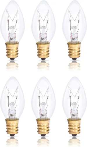 Vista 9 de Simba Lighting Bombilla de repuesto C7 de 4 W (paquete de 6) para luz nocturna, forma de vela transparente, 120 V, base de candelabro E12