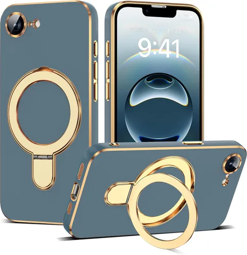 Vista 142 de Funda compatible con iPhone 12 con soporte de anillo magnético invisible [compatible con Mag-Safe] [Protector completo de lente de cámara] Funda