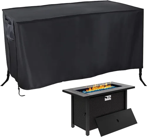 Vista 15 de Cubierta rectangular para fogata, impermeable, para mesa de fuego de gas propano al aire libre, 28 pulgadas de largo x 28 pulgadas de ancho x 24