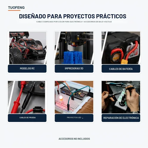 Vista 6 de TUOFENG 14AWG Cable de silicona de 13.2 pies (4m) 6 colores - Cable trenzado de cobre estañado flexible 600V resistente a altas temperaturas