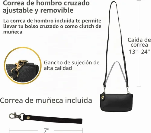 Vista 4 de Joy Susan Bolso de moda para mujer Mini Crossbody Bolso de embrague de muñeca - Negro 100 - negro