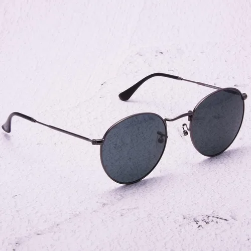Vista 4 de Lentes de sol redondos para mujeres y hombres, lentes de cristal real, retro, círculo, lentes de sol, lentes de sol, 2.087 in