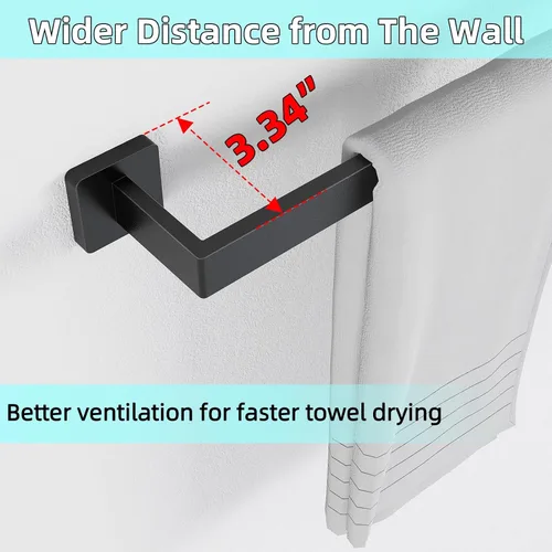 Vista 3 de Toallero de baño de 24 pulgadas, toalleros de 24 pulgadas para montaje en pared de baño, organizador de toallas de mano de acero inoxidable 304