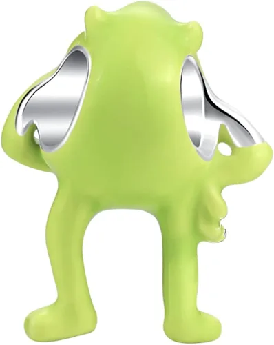 Vista 3 de Mike Wazowski - Dije de monstruo cíclope verde Plata esterlina No es una piedra preciosa