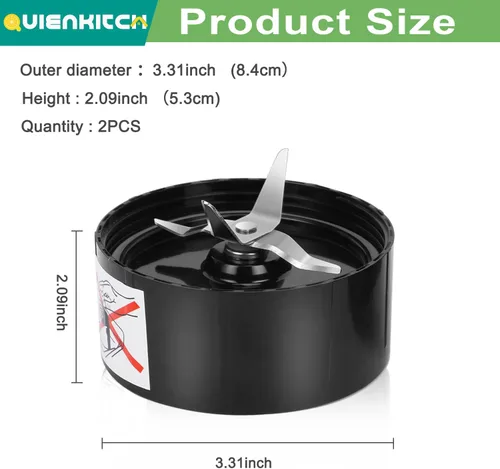Vista 2 de Cuchillas para licuadora, paquete de 2 piezas de repuesto compatibles con Magic Bullet 250W MB1001, acero inoxidable y plástico con juntas