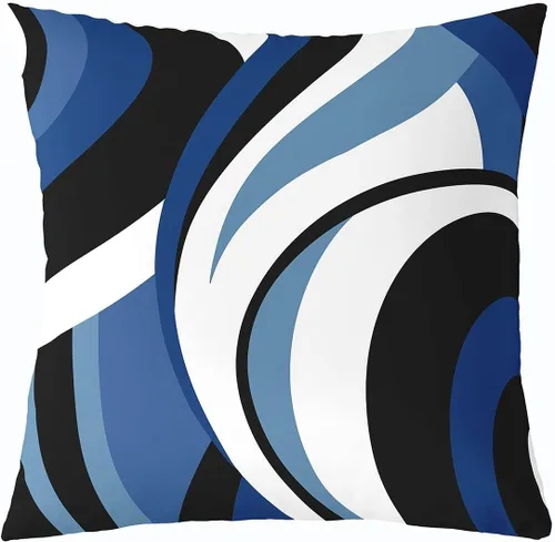 Vista 36 de Funda de almohada moderna con estampado de líneas geométricas de doble cara de 16 x 16 pulgadas, funda de almohada cuadrada suave con remolinos