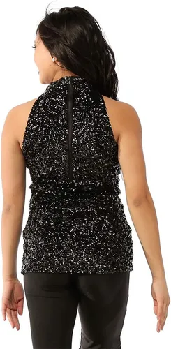 Vista 3 de Alexandra Collection Vestido de túnica con lentejuelas brillantes para mujer, solo para Kix Negro