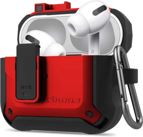 Vista 9 de Nillkin AirPods Pro - Funda protectora de cuerpo completo con llavero de metal, a prueba de golpes, para AirPods Pro 2019, color negro