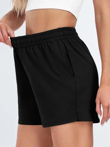 Vista 5 de AUTOMET Pantalones cortos deportivos para mujer, estilo casual, con cordón, cómodos, elásticos, de cintura alta, con bolsillos