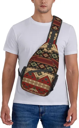 Vista 6 de ZREXUO Mochila tipo bandolera de nativo americano, mochila cruzada casual para hombres y mujeres, Nativo Americano-22, Mochilas Daypack