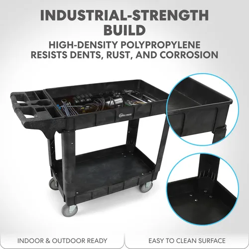 Vista 2 de Simpli-Magic Carrito utilitario rodante sobre ruedas, resistente con mango ergonómico, estantes profundos para garaje, almacén, taller, capacidad