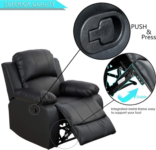 Vista 4 de A Ainehome Juego de sofá reclinable para sala de estar, sofá reclinable, sofá biplaza, asiento reclinable de movimiento manual, asiento de cine