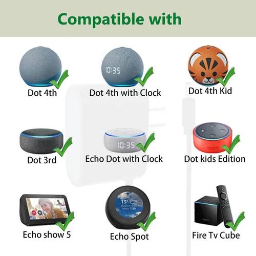 Vista 3 de Adaptador de corriente de 15 W para Echo Dot de 3ª generación, Echo Dot (3ª/4ª generación) con reloj, Echo Dot Kids Edition, Echo Show 5, Echo Spot