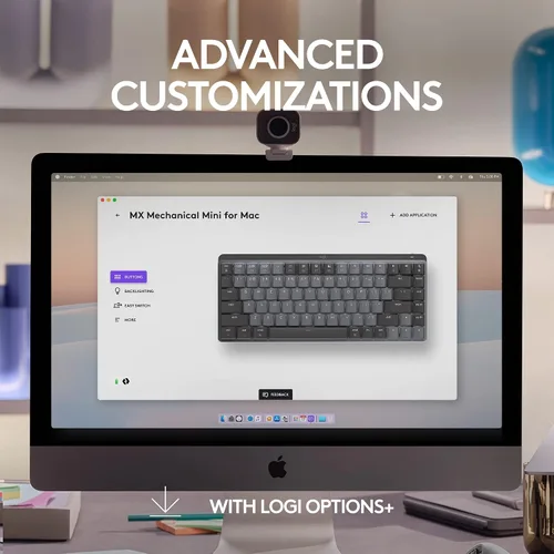 Vista 5 de Logitech MX Mechanical Mini - Teclado inalámbrico iluminado para Mac, interruptores de rendimiento de bajo perfil, teclas táctiles silenciosas, Gris