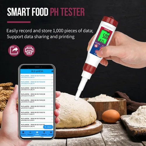 Vista 4 de Medidor de pH Inteligente para Alimentos, GIDIGI Probador Digital de pH para Alimentos, Kits de Prueba de pH de Enlatado Precisos con ATC, Bolígrafo