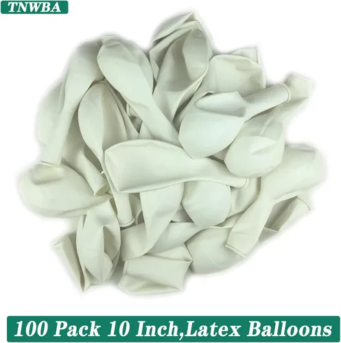 Vista 2 de TNWBA 100 globos blancos de 10 pulgadas, globos de látex para decoración de cumpleaños, boda, baby shower, fiesta