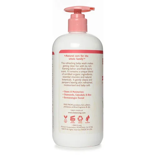 Vista 2 de Little Twig Jabón para bebés 2 en 1, gel de baño hipoalergénico con ingredientes orgánicos, productos esenciales para el baño del bebé, granada
