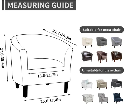 Vista 5 de Easy-Going Funda elástica para sillón de club de 1 pieza, funda para sofá de bañera de barril, protector de muebles, funda de sofá jacquard