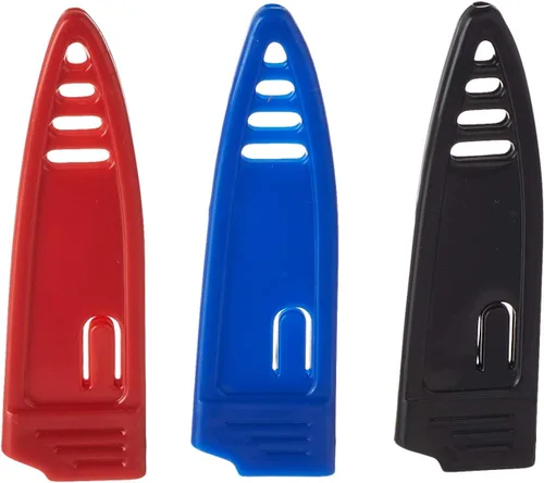 Vista 3 de Mercer Culinary Cuchillos de pelar antiadherentes con fundas ABS, 4 pulgadas, rojo/azul/negro, paquete de 3