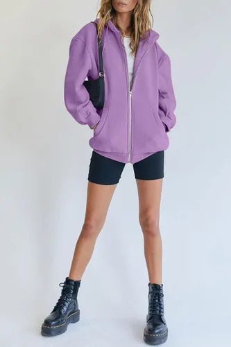 Vista 5 de AUTOMET Womens Zip Up Hoodies Long Sleeve Fall Oversized Sweatshirts Fleece Y2K Jacket with Pockets