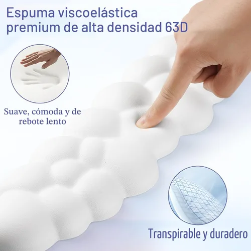 Vista 4 de Cloud Reposamuñecas para Teclado, Juego de Almohadilla para Muñeca de Teclado Cloud con Espuma Viscoelástica de Cuero PU, Lindo Reposabrazos