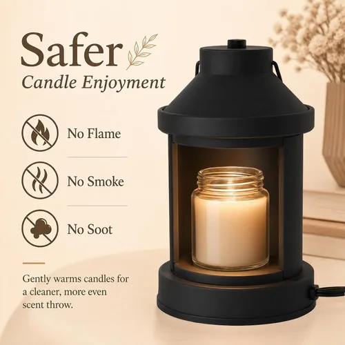 Vista 6 de Lámpara calentadora de velas con temporizador - Regalos de Navidad para mujeres y mamás, regalos para inauguración de casa y nueva decoración
