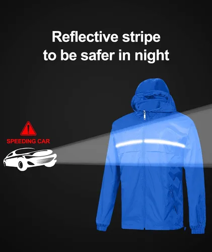 Vista 2 de SWISSWELL - Chaqueta impermeable rompe vientos para hombre, ligera, con capucha