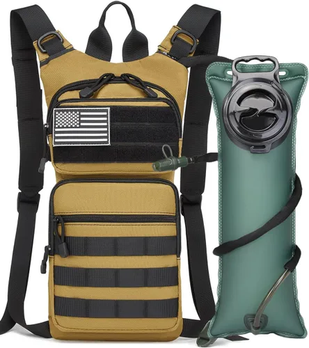 Vista 13 de Mochila de hidratación con aislamiento bolsa de agua con vejiga de 3 l de TPU, mochila táctica Molle de hidratación para senderismo, ciclismo, correr