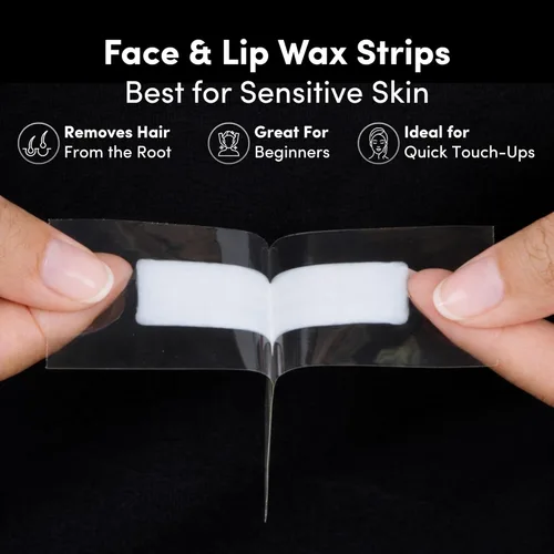 Vista 4 de Parissa Tiras de cera facial y labial: depilación facial para labio superior, barbilla y mandíbula, suaves para pieles sensibles, listas para usar