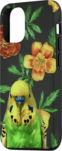 Vista 2 de iPhone 15 Budgie Marigolds Orange Yellow Vintage Plant Pattern Case