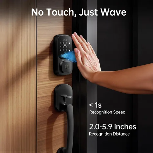 Vista 2 de NUTOMO Palm Vein Smart Lock: cerradura de palma para puerta de entrada sin llave, teclado WiFi integrado, cerrojo digital electrónico con control