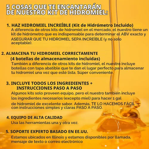 Vista 3 de DELUXE - Kit de fabricación de hidromiel con botellas de almacenamiento, hidrómetro y nutrientes adicionales de levadura, kit de elaboración de vino