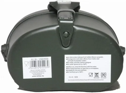 Vista 3 de MIL-TEC Kit de desorden de aluminio gris de estilo alemán Lata militar portátil de tres partes con marco de aplauso Ideal para camping