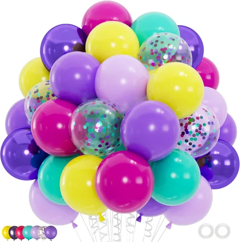 Vista 12 de 100 globos negros dorados y blancos con globos de confeti metálicos dorados y negros de 12 pulgadas para clase de graduación, decoración de fiesta
