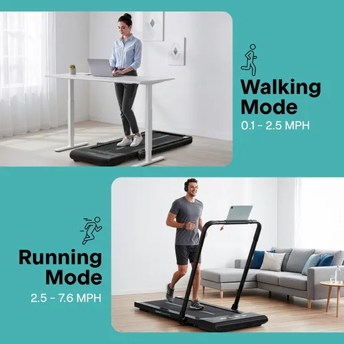 Vista 4 de SereneLife Portable Foldable Treadmill with Remote Control, 8.7 MPH Smart Speed Control, Treadmills for Home, Under Desk Treadmill for Home Office