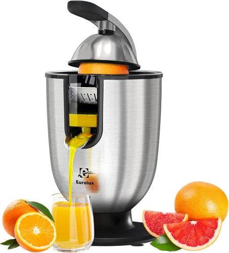 Vista 8 de Eurolux Exprimidor eléctrico de naranja Exprimidor de cítricos profesional de acero inoxidable con mango de agarre suave para exprimir sin